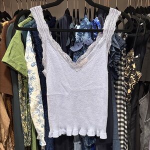 J. Crew Lavender Lace-Trim Knit Cami